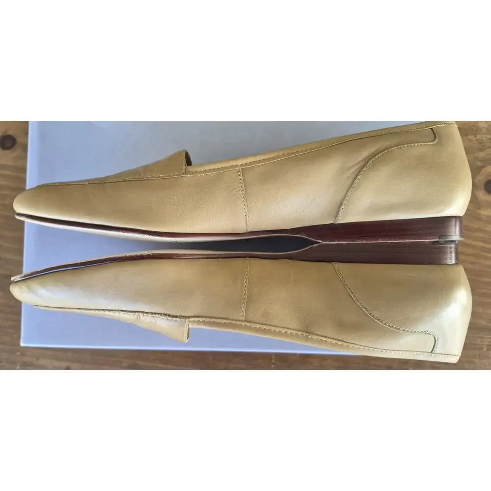 Enzo Angiolini Liberty Leather Loafers in Cream Slip On Flats Size 9